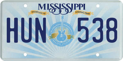 MS license plate HUN538