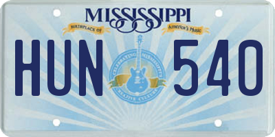 MS license plate HUN540