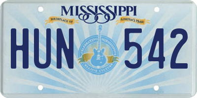 MS license plate HUN542