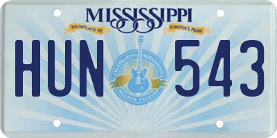 MS license plate HUN543