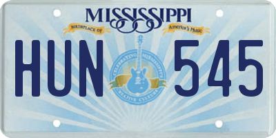 MS license plate HUN545