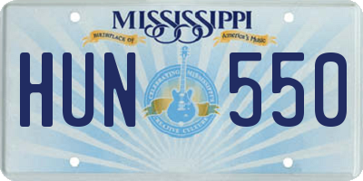 MS license plate HUN550