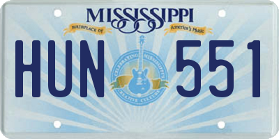 MS license plate HUN551