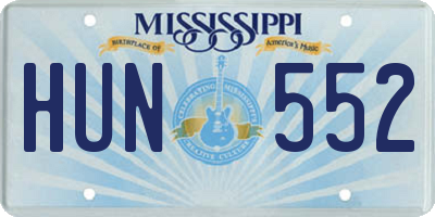 MS license plate HUN552