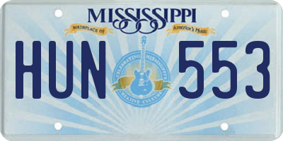 MS license plate HUN553