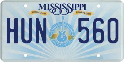 MS license plate HUN560