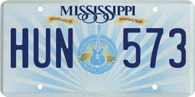 MS license plate HUN573