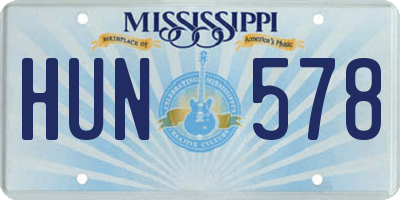 MS license plate HUN578