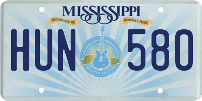 MS license plate HUN580