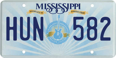 MS license plate HUN582