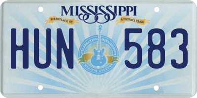 MS license plate HUN583