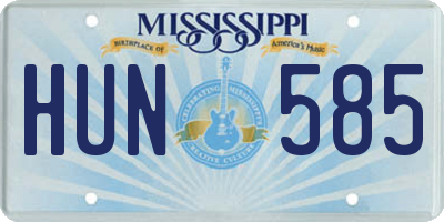 MS license plate HUN585