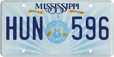 MS license plate HUN596