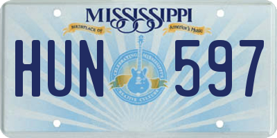MS license plate HUN597