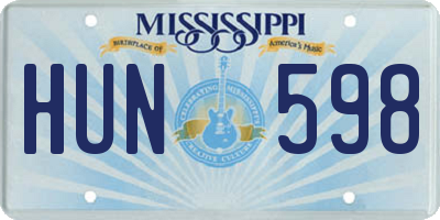 MS license plate HUN598
