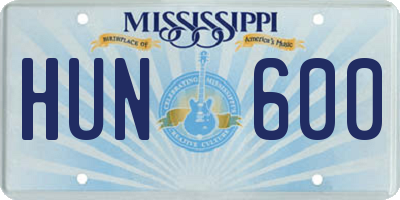 MS license plate HUN600
