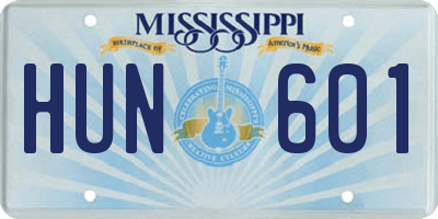MS license plate HUN601