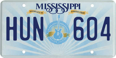 MS license plate HUN604