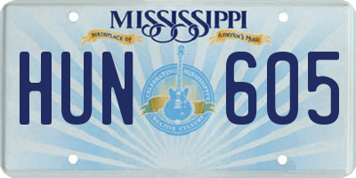 MS license plate HUN605