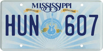 MS license plate HUN607
