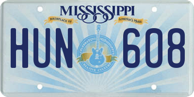 MS license plate HUN608