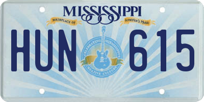 MS license plate HUN615