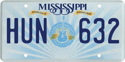 MS license plate HUN632