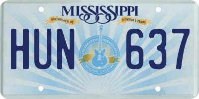 MS license plate HUN637