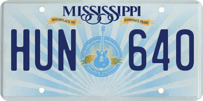 MS license plate HUN640
