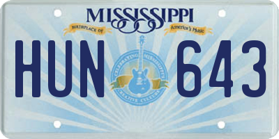MS license plate HUN643