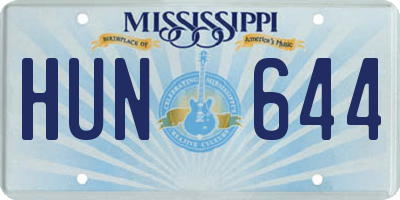 MS license plate HUN644