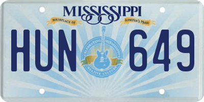 MS license plate HUN649