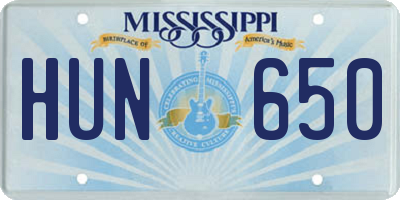 MS license plate HUN650
