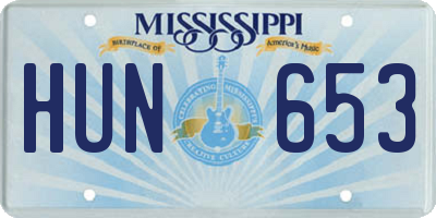 MS license plate HUN653