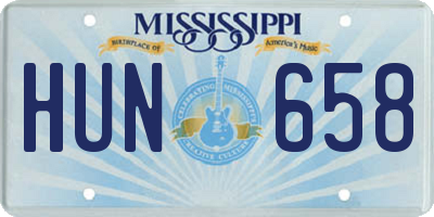 MS license plate HUN658