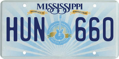 MS license plate HUN660