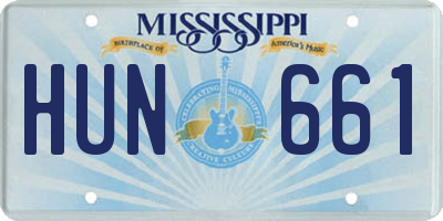 MS license plate HUN661