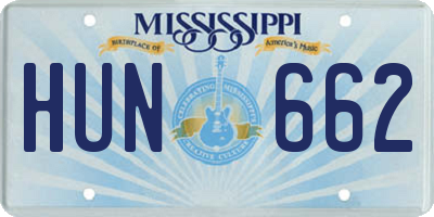 MS license plate HUN662
