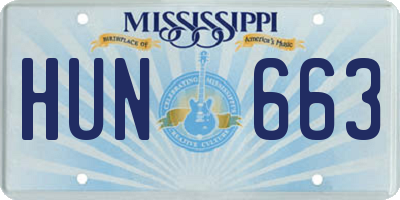 MS license plate HUN663