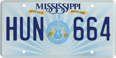 MS license plate HUN664