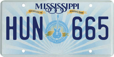 MS license plate HUN665