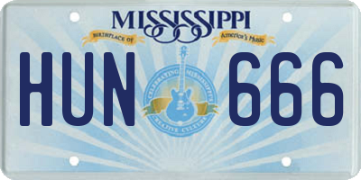 MS license plate HUN666