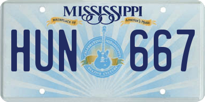 MS license plate HUN667