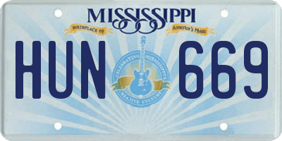 MS license plate HUN669