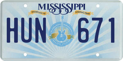 MS license plate HUN671
