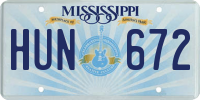 MS license plate HUN672