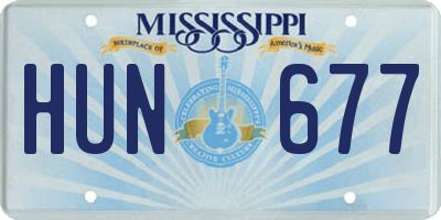 MS license plate HUN677