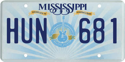 MS license plate HUN681
