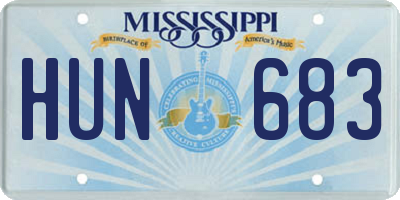 MS license plate HUN683