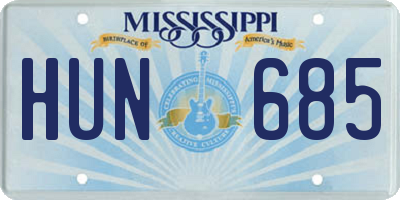 MS license plate HUN685